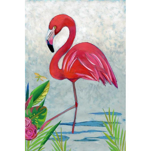 Vivid Flamingo I White Modern Wood Framed Art Print by Zarris, Chariklia