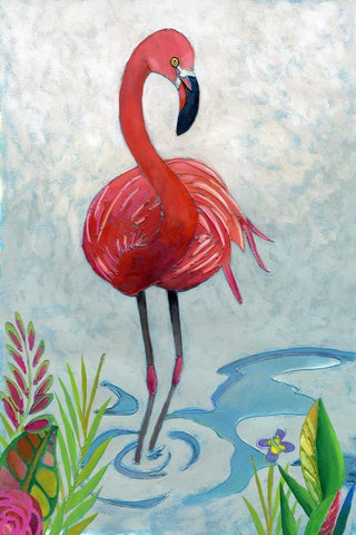 Vivid Flamingo II Black Ornate Wood Framed Art Print with Double Matting by Zarris, Chariklia