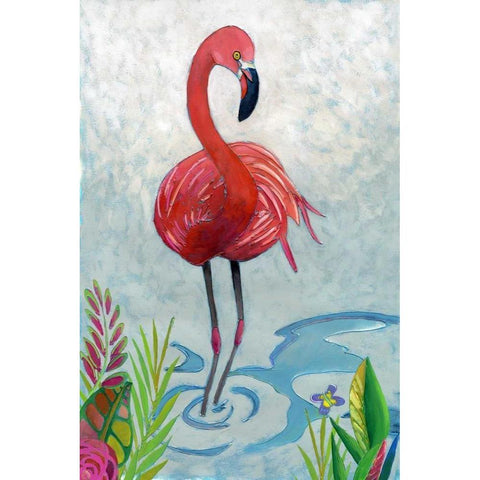 Vivid Flamingo II Gold Ornate Wood Framed Art Print with Double Matting by Zarris, Chariklia