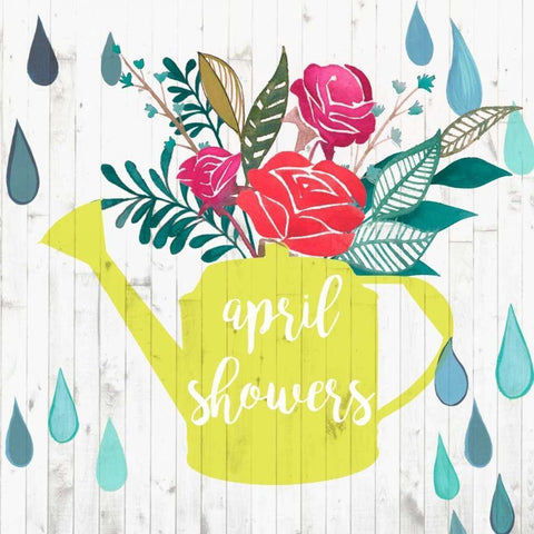 April Showers and May Flowers I Gold Ornate Wood Framed Art Print with Double Matting by Studio W