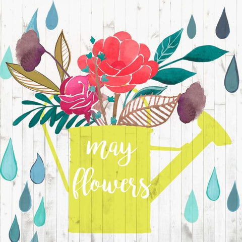 April Showers and May Flowers II Black Ornate Wood Framed Art Print with Double Matting by Studio W