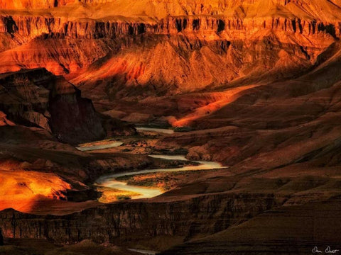 Canyon View I Black Ornate Wood Framed Art Print with Double Matting by Drost, David