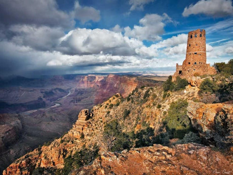 Canyon View VII White Modern Wood Framed Art Print with Double Matting by Drost, David