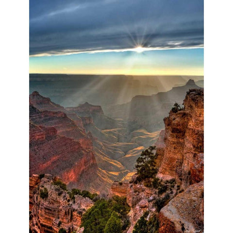 Canyon View XI Gold Ornate Wood Framed Art Print with Double Matting by Drost, David