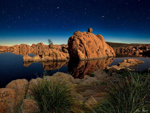 Lake Canyon View I White Modern Wood Framed Art Print with Double Matting by Drost, David