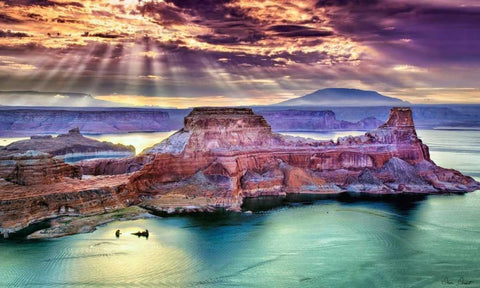 Lake Canyon View II White Modern Wood Framed Art Print with Double Matting by Drost, David