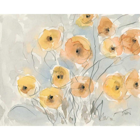 Sunset Poppies I White Modern Wood Framed Art Print by Dixon, Samuel