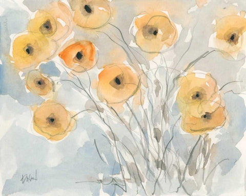 Sunset Poppies II Black Ornate Wood Framed Art Print with Double Matting by Dixon, Samuel