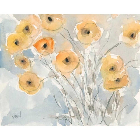 Sunset Poppies II Black Modern Wood Framed Art Print by Dixon, Samuel