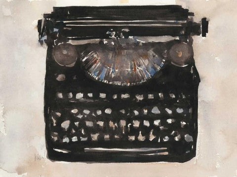 Typing I White Modern Wood Framed Art Print with Double Matting by Dixon, Samuel