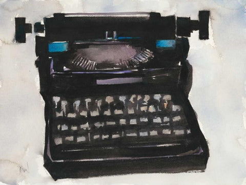 Typing II White Modern Wood Framed Art Print with Double Matting by Dixon, Samuel