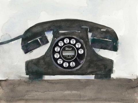 Phoning II Black Ornate Wood Framed Art Print with Double Matting by Dixon, Samuel