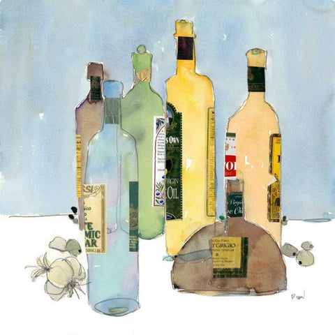 Garlic and Oil II Black Modern Wood Framed Art Print with Double Matting by Dixon, Samuel