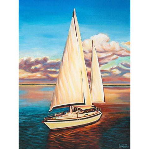 Sunset Cruise I White Modern Wood Framed Art Print by Vitaletti, Carolee