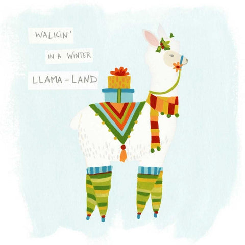 Fa-la-la-la Llama II White Modern Wood Framed Art Print by Vess, June Erica