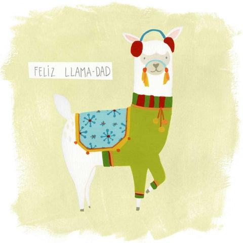 Fa-la-la-la Llama III White Modern Wood Framed Art Print with Double Matting by Vess, June Erica