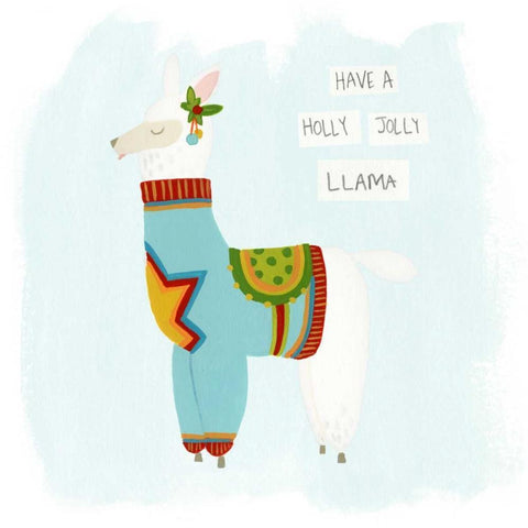 Fa-la-la-la Llama IV White Modern Wood Framed Art Print with Double Matting by Vess, June Erica