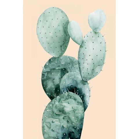 Cactus on Coral I White Modern Wood Framed Art Print by Popp, Grace