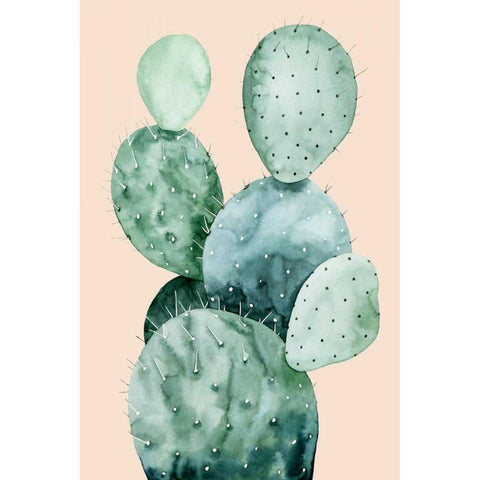 Cactus on Coral II Black Modern Wood Framed Art Print with Double Matting by Popp, Grace