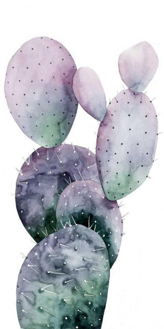 Purple Cactus I Black Ornate Wood Framed Art Print with Double Matting by Popp, Grace