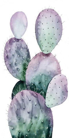 Purple Cactus II White Modern Wood Framed Art Print with Double Matting by Popp, Grace