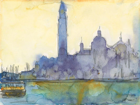 Custom Venice Watercolors VI Black Ornate Wood Framed Art Print with Double Matting by Dixon, Samuel