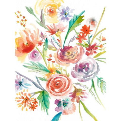 Floating Florals I Black Modern Wood Framed Art Print with Double Matting by Zarris, Chariklia