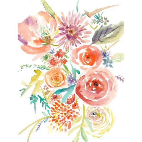 Floating Florals II Black Modern Wood Framed Art Print by Zarris, Chariklia