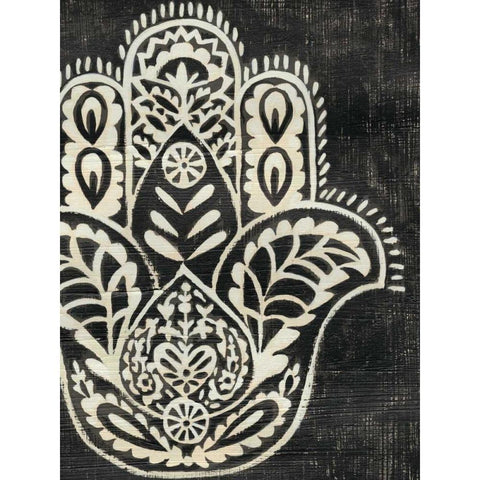 Night Hamsa I Black Modern Wood Framed Art Print with Double Matting by Zarris, Chariklia