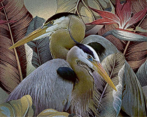 Two to Tango White Modern Wood Framed Art Print with Double Matting by Hunziker, Steve