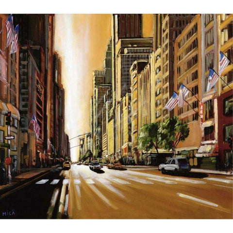 Light of Manhattan White Modern Wood Framed Art Print by Mica