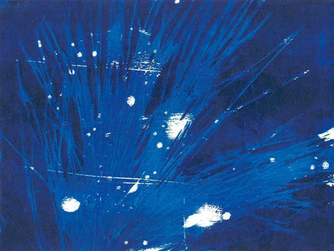 Indigo Burst II White Modern Wood Framed Art Print with Double Matting by Moore, Regina