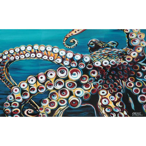 Wild Octopus I Black Modern Wood Framed Art Print by Vitaletti, Carolee