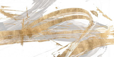 Gold and Grey II White Modern Wood Framed Art Print with Double Matting by Studio W