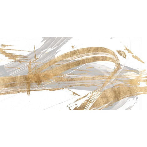 Gold and Grey II Black Modern Wood Framed Art Print with Double Matting by Studio W