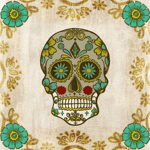 Day of the Dead I Black Ornate Wood Framed Art Print with Double Matting by Popp, Grace