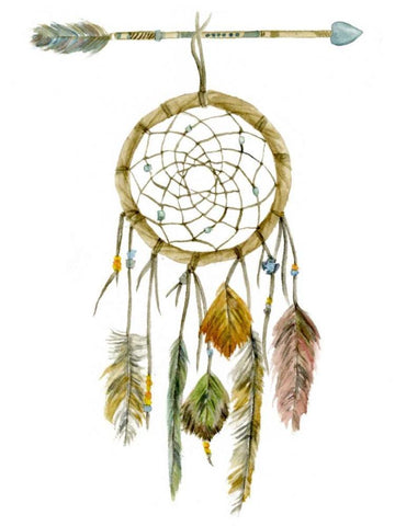 Dreamcatchers I White Modern Wood Framed Art Print with Double Matting by Wang, Melissa