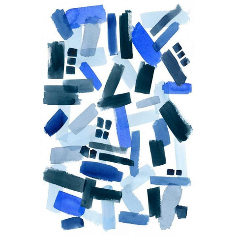 Cerulean Strokes II White Modern Wood Framed Art Print by Popp, Grace