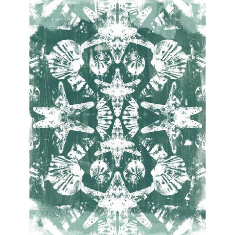 Sea Green Kaleidoscope I Gold Ornate Wood Framed Art Print with Double Matting by Vess, June Erica