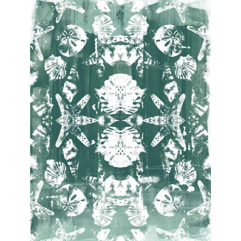 Sea Green Kaleidoscope II White Modern Wood Framed Art Print by Vess, June Erica