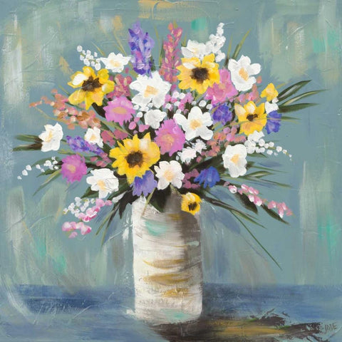 Mixed Pastel Bouquet I White Modern Wood Framed Art Print by Reynolds, Jade