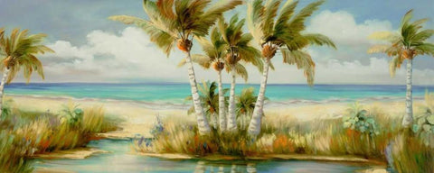 Tropical 12 White Modern Wood Framed Art Print with Double Matting by Dag, Inc.