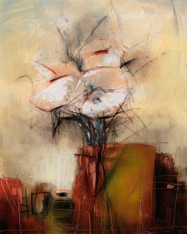 Vivo Floral 11 White Modern Wood Framed Art Print with Double Matting by Dag, Inc.