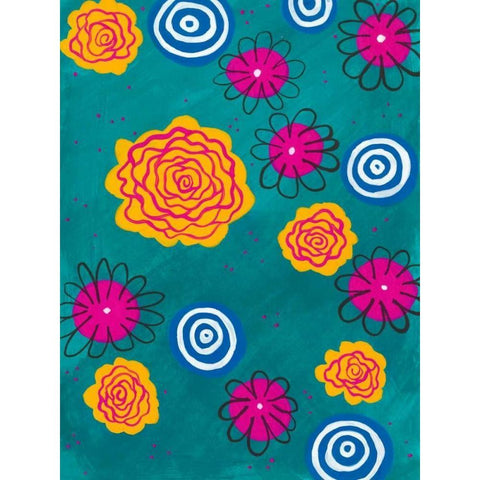 Flower Pop I Black Modern Wood Framed Art Print with Double Matting by Moore, Regina