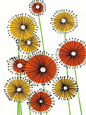Flower Wheels I Black Ornate Wood Framed Art Print with Double Matting by Moore, Regina