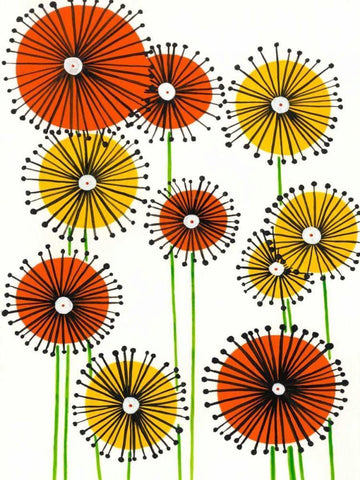 Flower Wheels II Black Ornate Wood Framed Art Print with Double Matting by Moore, Regina