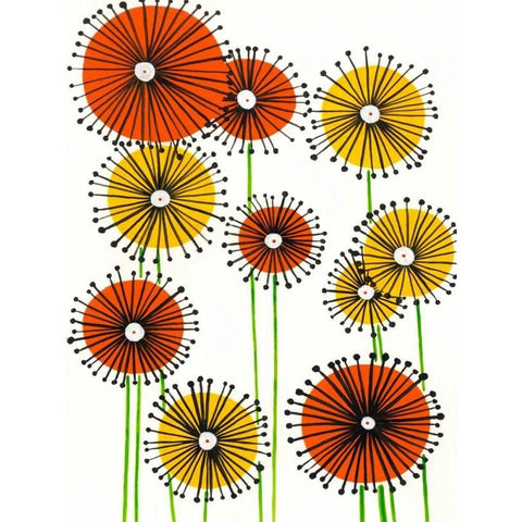Flower Wheels II Black Modern Wood Framed Art Print by Moore, Regina