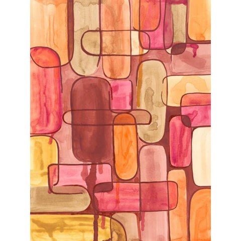 Mod Sunset I Gold Ornate Wood Framed Art Print with Double Matting by Moore, Regina