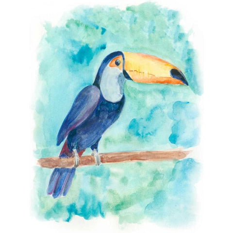 Sweet Tropical Bird I White Modern Wood Framed Art Print by Moore, Regina