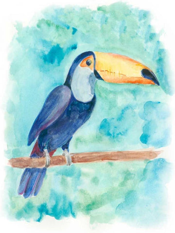 Sweet Tropical Bird I Black Ornate Wood Framed Art Print with Double Matting by Moore, Regina